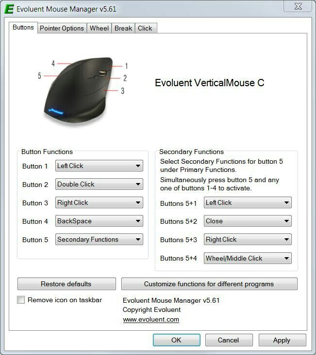 Evoluent vertical mouse software